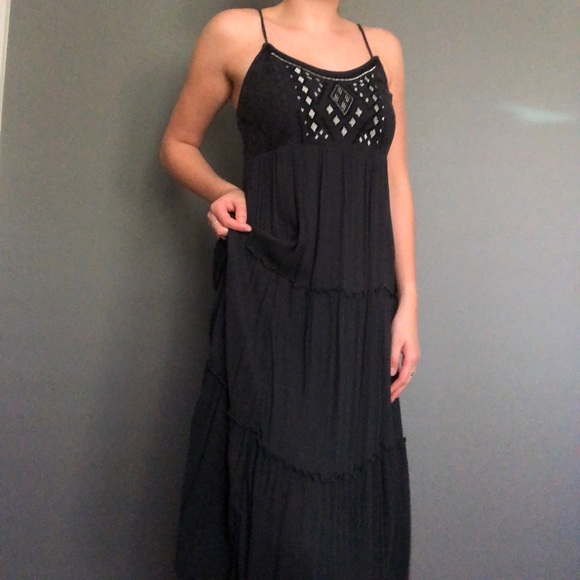 Dark Blue Boho Midi Dress - Picture 3 of 4